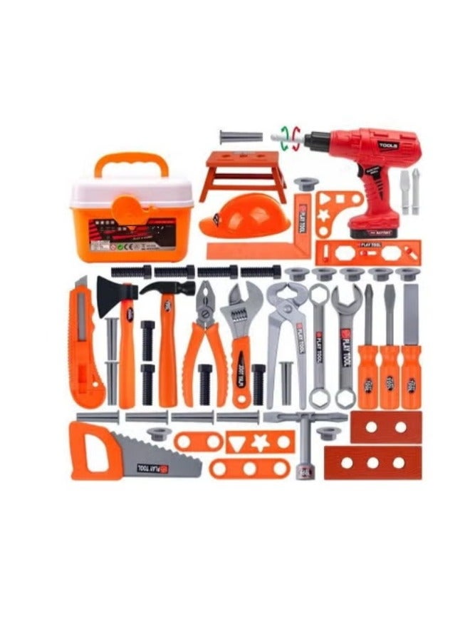 بايبي مجموعة أدوات للأطفال 55 جهاز كمبيوتر شخصي مجموعة أدوات الأطفال الصغار مع صندوق الأدوات ومحفرة لعبة إلكترونية تتظاهر باللعب لعبة للأطفال أدوات لعبة للأطفال من عمر 3 إلى 8 سنوات لعبة الصبي