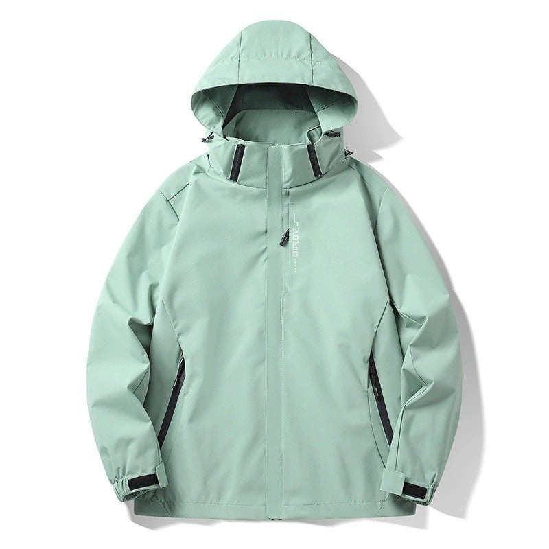 Yu Lang Hu Wai Men's Outdoor Windbreaker Jacket Lightweight Hooded Waterproof Hiking Coat with Logo Printing - Image 1
