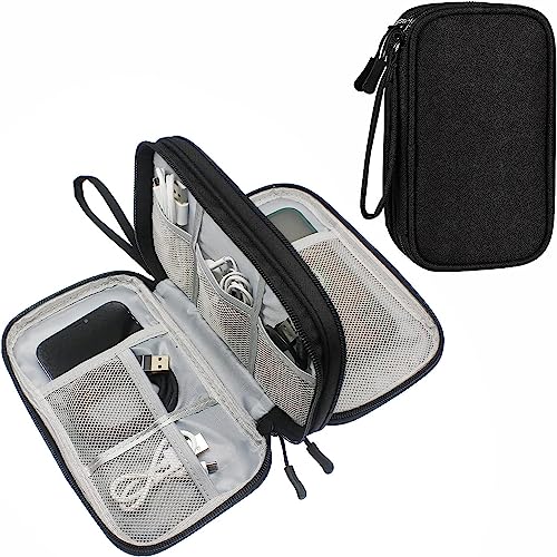 Handcuffs Portable Storage Organizer for USB Cable, Earphone, Power Bank, Charger | Hard Disk & Digital Gadgets | with Mesh Pockets for Travel (Black) - Image 1