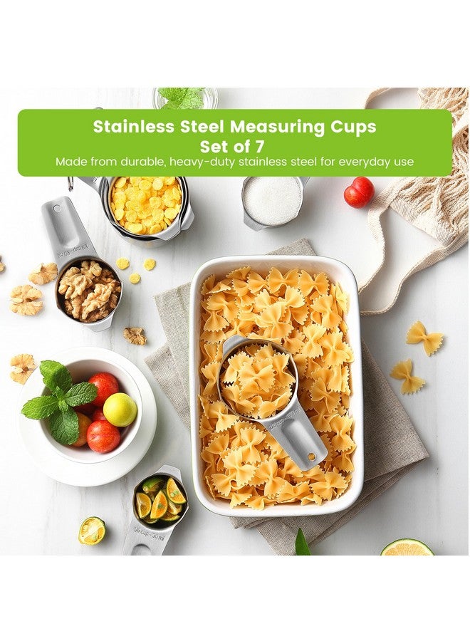 Spring Chef Stainless Steel Measuring Cups Set of 7 with Pour Spout - Nesting Kitchen Tools with Easy Read Markings to Measure Dry or Liquid Ingredients - Metal Measuring Cups for Baking & Cooking - Image 2