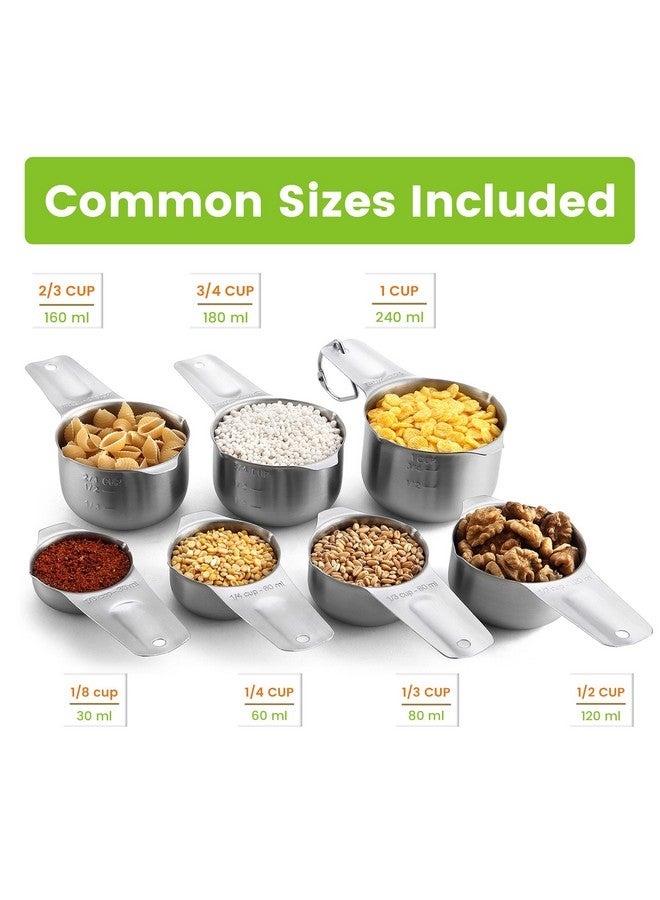 Spring Chef Stainless Steel Measuring Cups Set of 7 with Pour Spout - Nesting Kitchen Tools with Easy Read Markings to Measure Dry or Liquid Ingredients - Metal Measuring Cups for Baking & Cooking - Image 3