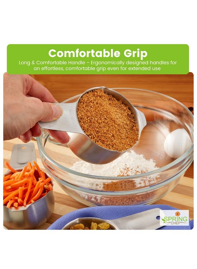 Spring Chef Stainless Steel Measuring Cups Set of 7 with Pour Spout - Nesting Kitchen Tools with Easy Read Markings to Measure Dry or Liquid Ingredients - Metal Measuring Cups for Baking & Cooking - Image 5