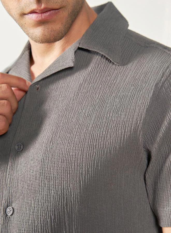 Dennis Lingo Cuban Collar Textured Casual Shirt by Styli