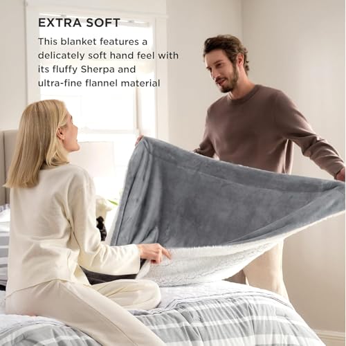 Goyal's Ultra Soft Flannel Sherpa Blanket for AC Room, Mild & Heavy Winter Use | Single Bed Reversible Plush 500GSM Blanket 55 x 90 Inches | Thick Warm Cozy Dual Layer Microfibre Throw - Silver Grey - Image 3