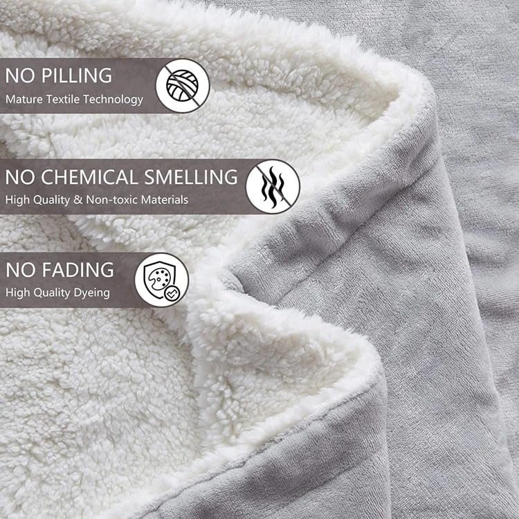 Goyal's Ultra Soft Flannel Sherpa Blanket for AC Room, Mild & Heavy Winter Use | Single Bed Reversible Plush 500GSM Blanket 55 x 90 Inches | Thick Warm Cozy Dual Layer Microfibre Throw - Silver Grey - Image 5