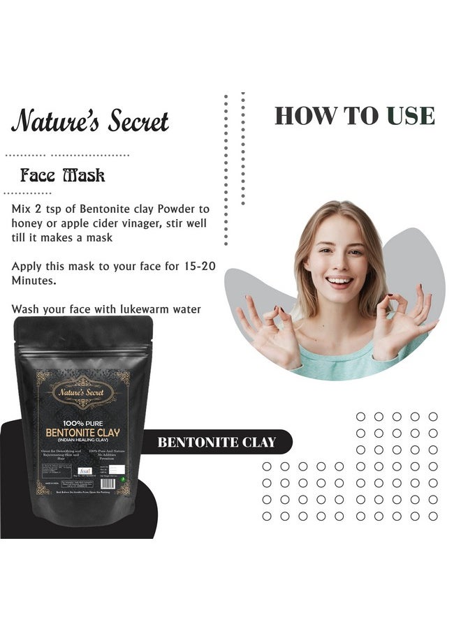 Nature's Secret Bentonite Clay Powder Organic For Clay Mask Detox, Brown, 250 G  - Image 2