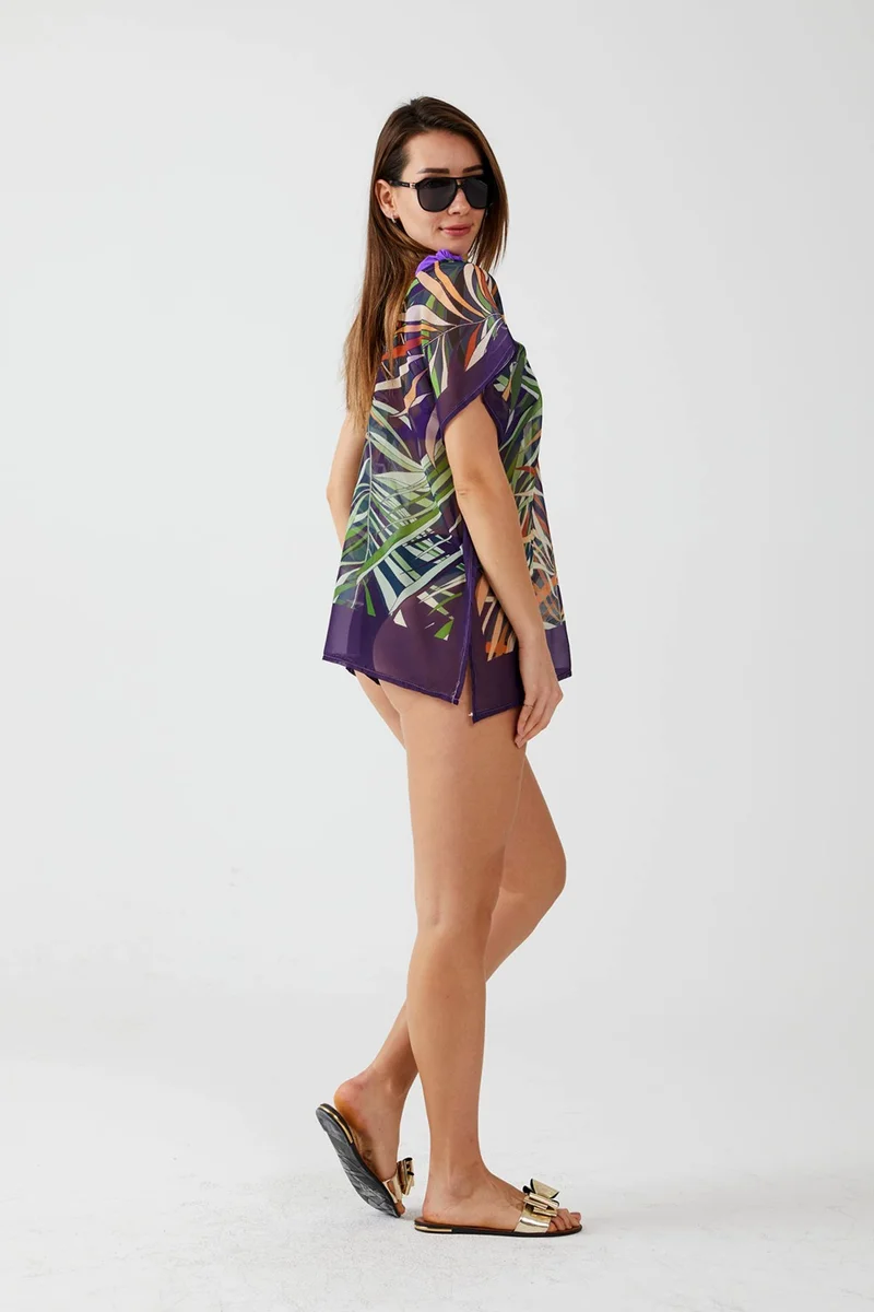 ايس هوم Tropical Leaf Beach Blouse