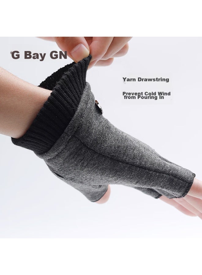 Grgn Fingerless Gloves For Men, Winter Warm, Student, Computer Typing, Driving, Open-toe Gloves, Winter Half-finger Gloves - Image 5