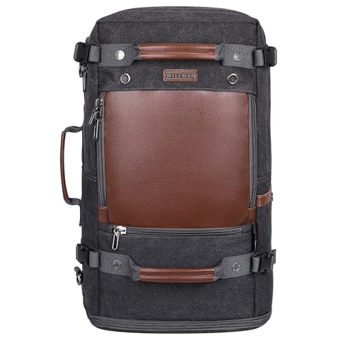 WITZMAN Travel Backpack for Men Women Carry on Luggage Backpack Canvas Rucksack Duffel bag with Shoe Compartment（A2021 big size black） - Image 2
