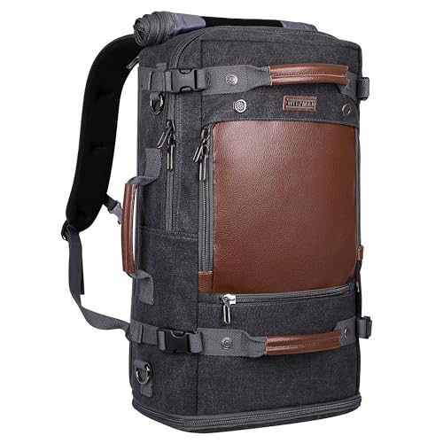 WITZMAN Travel Backpack for Men Women Carry on Luggage Backpack Canvas Rucksack Duffel bag with Shoe Compartment（A2021 big size black） - Image 1