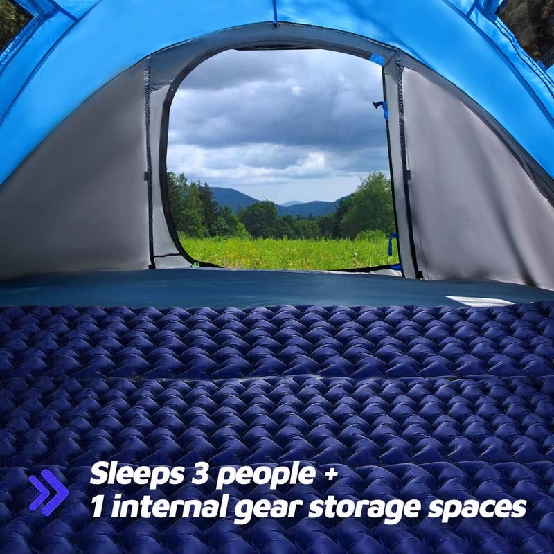 HUI LINGYANG 4 Person Easy Pop Up Tent,9.5’X6.6’X52'',Waterproof, Automatic Setup,2 Doors-Instant Family Tents for Camping, Hiking & Traveling - Image 2