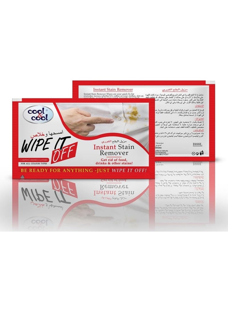 Cool & Cool Wipe It Off Instant Stain Remover Wipes 12 Wet Wipes - Image 2
