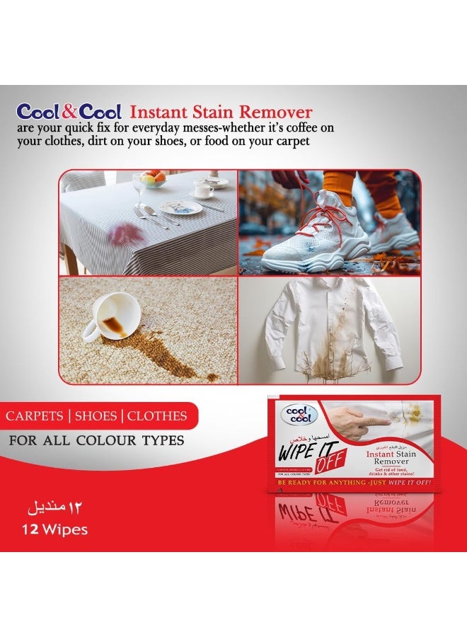 Cool & Cool Wipe It Off Instant Stain Remover Wipes 12 Wet Wipes - Image 5