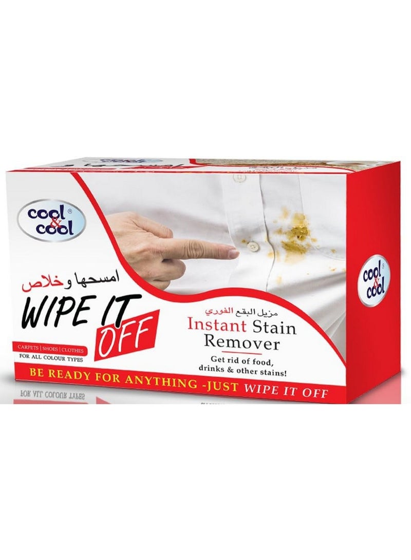 Cool & Cool Wipe It Off Instant Stain Remover Wipes 12 Wet Wipes - Image 1