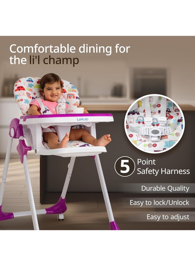 Luvlap Royal High Chair for Baby, En 71 Certified, 3 Position Recline, Baby Feeding Chair with 7 Level Height Adjustment, Adjustable Footrest, 6 Months+ (Purple) - Image 5