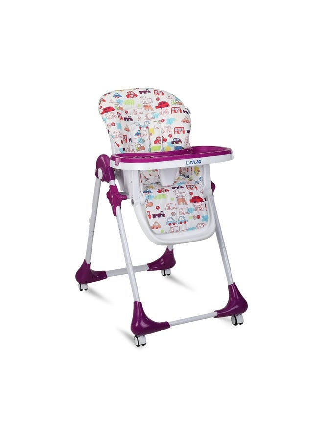 Luvlap Royal High Chair for Baby, En 71 Certified, 3 Position Recline, Baby Feeding Chair with 7 Level Height Adjustment, Adjustable Footrest, 6 Months+ (Purple) - Image 1