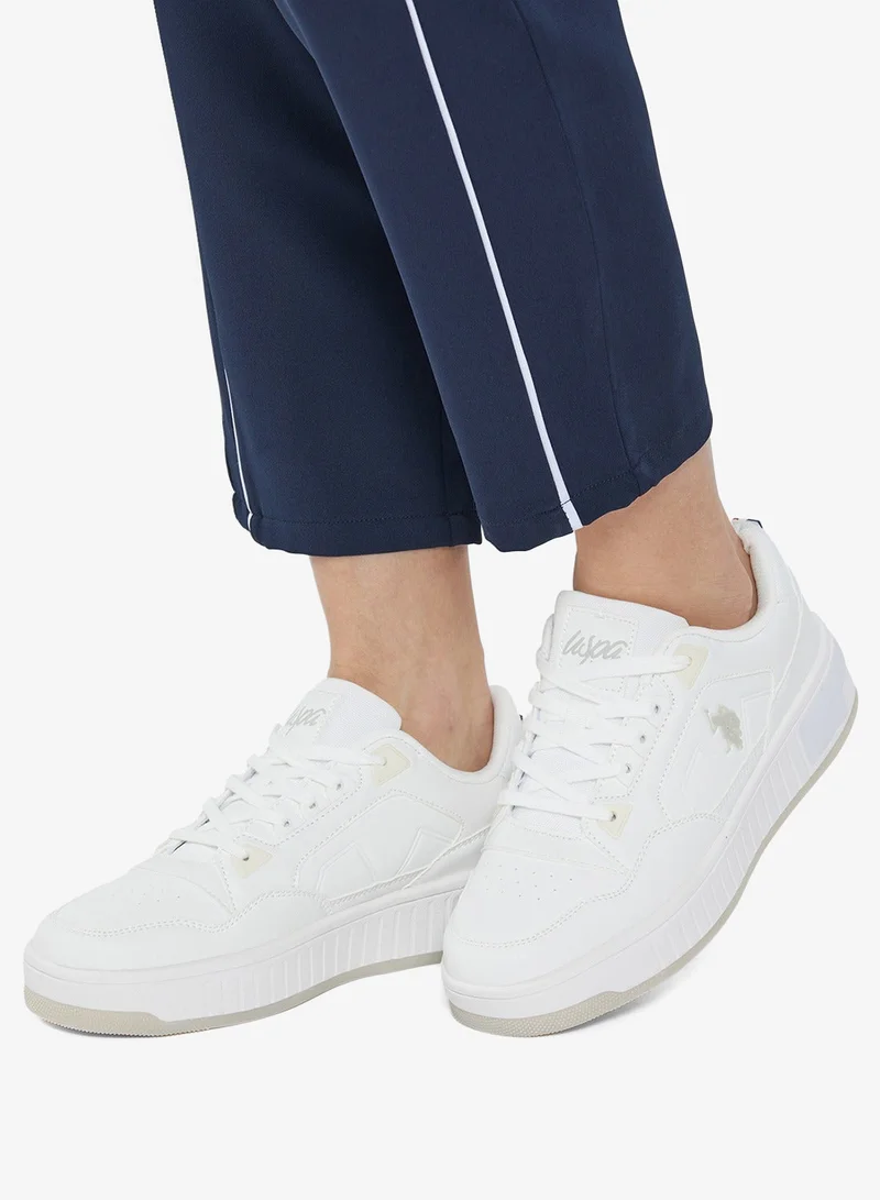 U.S. Polo Assn. White Women's White Low-Top Sneakers - Stylish Lace-Up Design Shoes, Perfect for Casual Adventures for Women | Best Price UAE