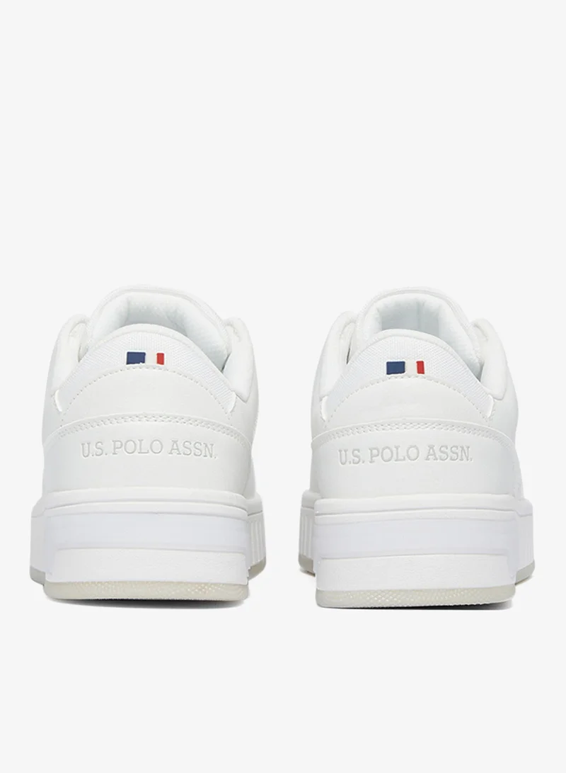 U.S. Polo Assn. White Women's White Low-Top Sneakers - Stylish Lace-Up Design Shoes, Perfect for Casual Adventures for Women | Best Price UAE