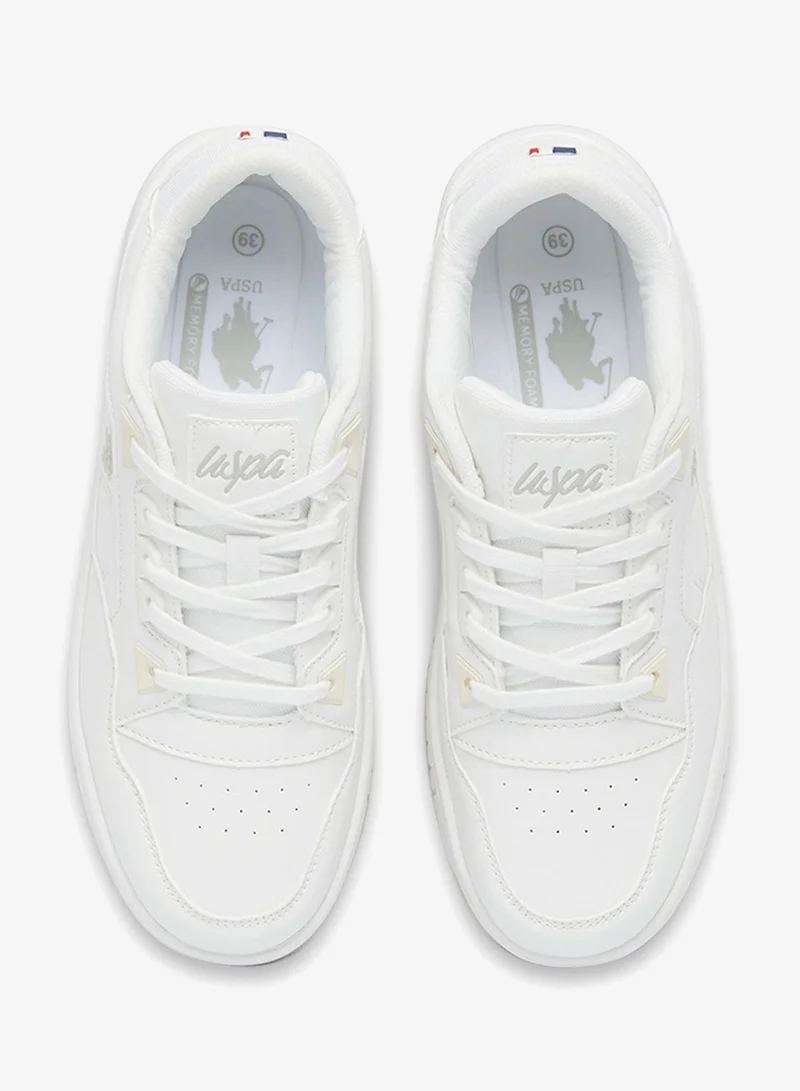 U.S. Polo Assn. White Women's White Low-Top Sneakers - Stylish Lace-Up Design Shoes, Perfect for Casual Adventures for Women | Best Price UAE