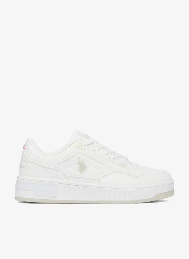 U.S. Polo Assn. Women's White Low-Top Sneakers - Stylish Lace-Up Design Shoes, Perfect for Casual Adventures