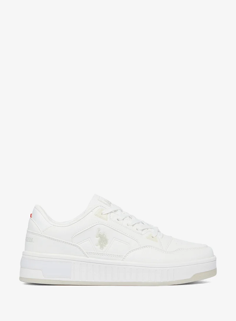 U.S. Polo Assn. Women's White Low-Top Sneakers - Stylish Lace-Up Design Shoes, Perfect for Casual Adventures