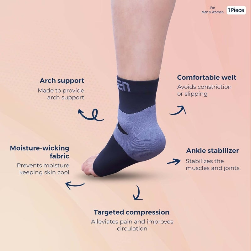 Sorgen polyester Ankle Protector For Plantar Fasciitis, Compression Sleeve For Heel Pain Relief, Ankle Support (Medium) - Image 2