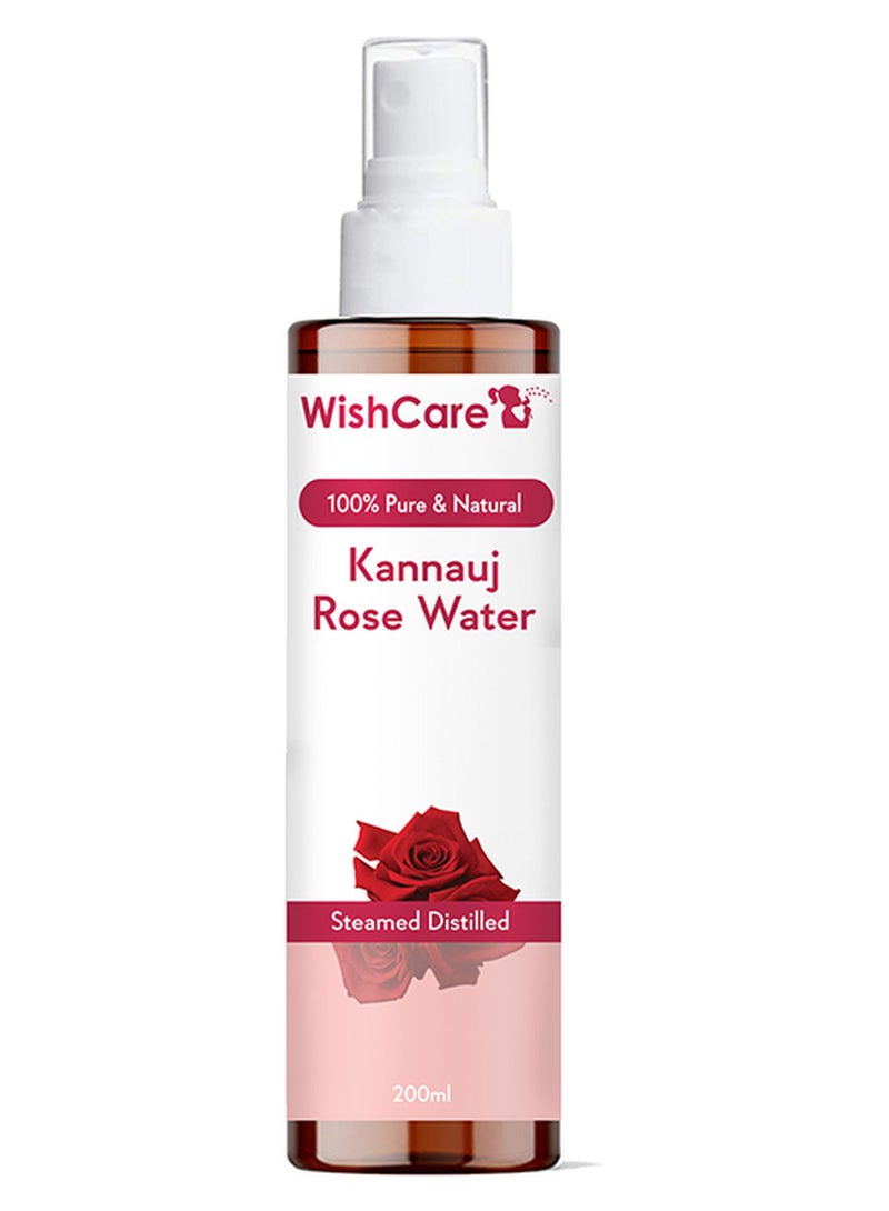 WishCare 100% Pure & Natural Rose Water - For Skin, Face & Hair - Steam Distilled - Kannauj Gulab Jal - Spray Skin Toner - Free From Paraben, Alcohol & Chemicals - 200 ml - Image 1
