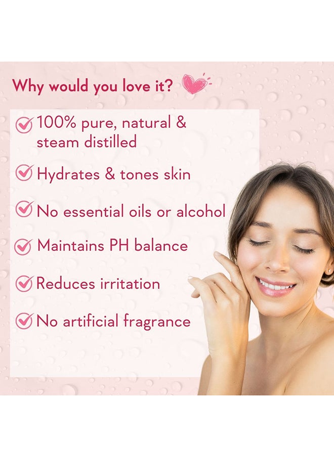 WishCare - 100% Pure & Natural Rose Water - For Skin, Face & Hair - Steam Distilled - Kannauj Gulab Jal - Spray Skin Toner - Free From Paraben, Alcohol & Chemicals - 200 ml - Image 1