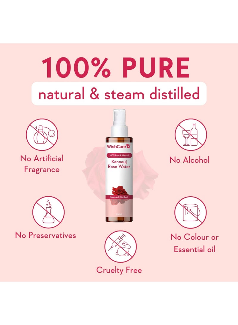 WishCare 100% Pure & Natural Rose Water For Face, Skin & Hair | Rose Water Toner for Glowing Skin | Free from Paraben & Alcohol | 200ml - Image 3