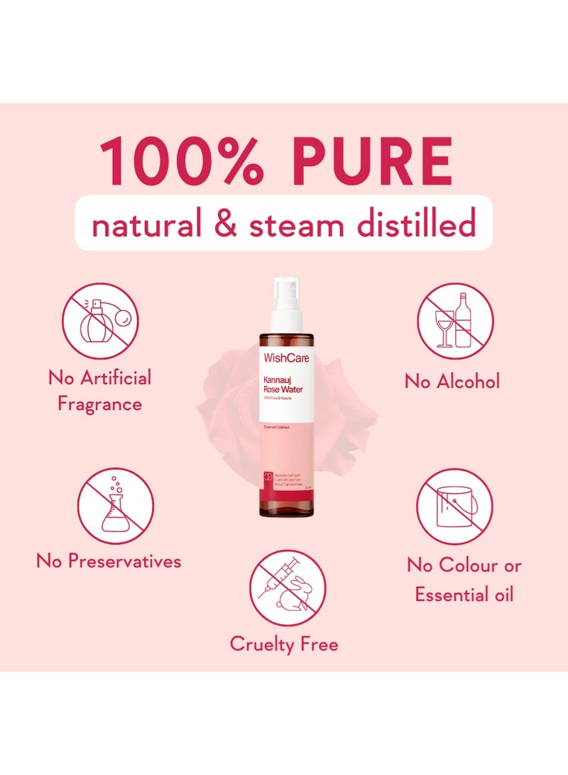 WishCare 100% Pure & Natural Rose Water For Face, Skin & Hair | Rose Water Toner for Glowing Skin | Free from Paraben & Alcohol | 200ml - Image 5