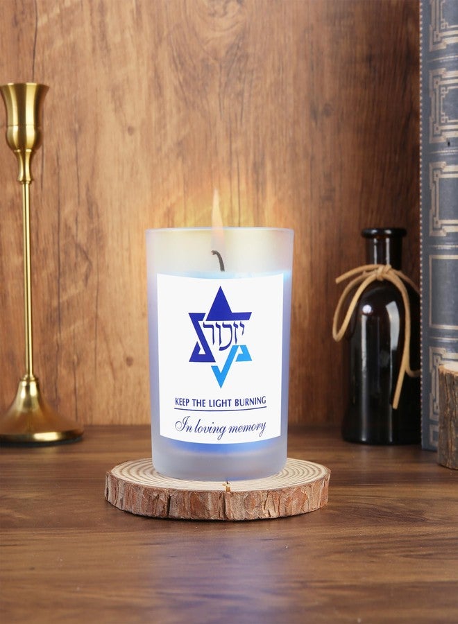 Ohmique Yahrzeit Candles - Yahrzeit Memorial Candles, Jewish Sympathy 24 Hour Prayer Mourning Memory for Deceased, Jewish Remembrance Gift for Loss of a Loved One, Yahrtzeit Funeral Decoration Blue Soy Wax - Image 3