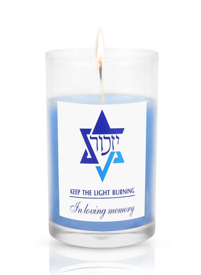 Ohmique Yahrzeit Candles - Yahrzeit Memorial Candles, Jewish Sympathy 24 Hour Prayer Mourning Memory for Deceased, Jewish Remembrance Gift for Loss of a Loved One, Yahrtzeit Funeral Decoration Blue Soy Wax - Image 1