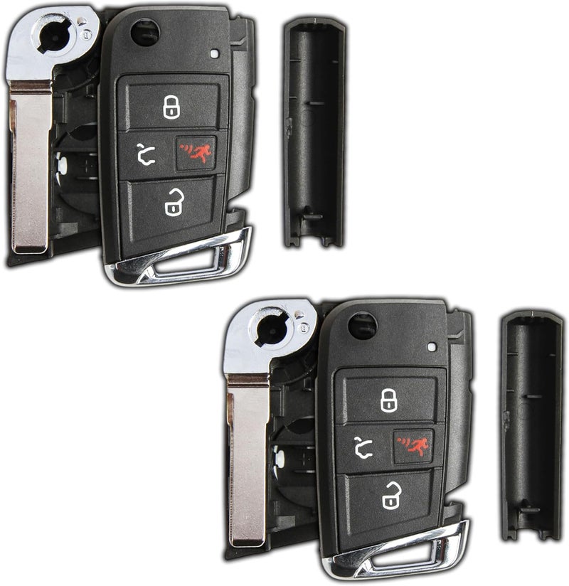 KeylessOption 2x Keyless Option Remote Key Fob Shell Case Cover for VW Volkswagen - Image 1