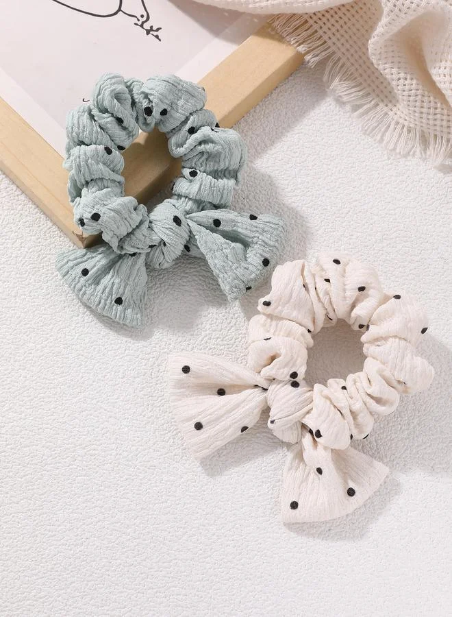تايك تو Set of 2 - Dot Print Hair Scrunchies