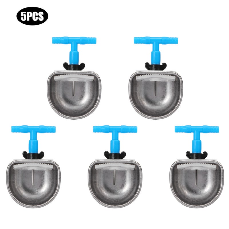 5Pcs Stainless Steel Automatic Rabbit Drinker Nipple Drinking Bowl Waterer Farm AccessorySmall Bowl with Tee Connector - Image 1