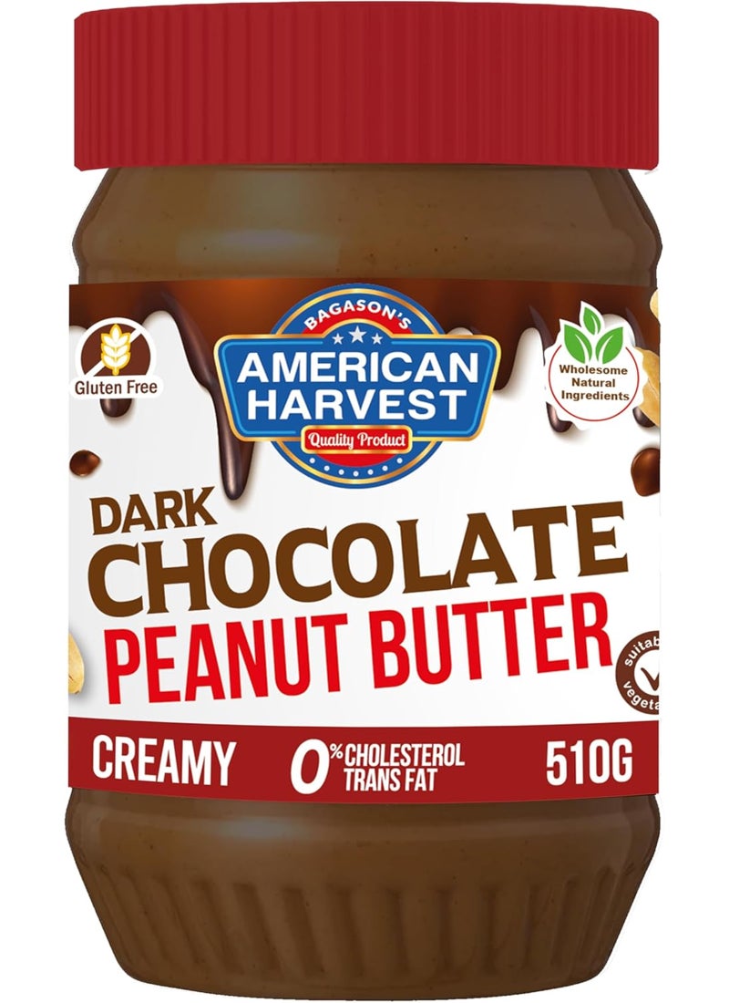 American Harvest Dark Chocolate Peanut Butter Creamy 510g  - Image 1