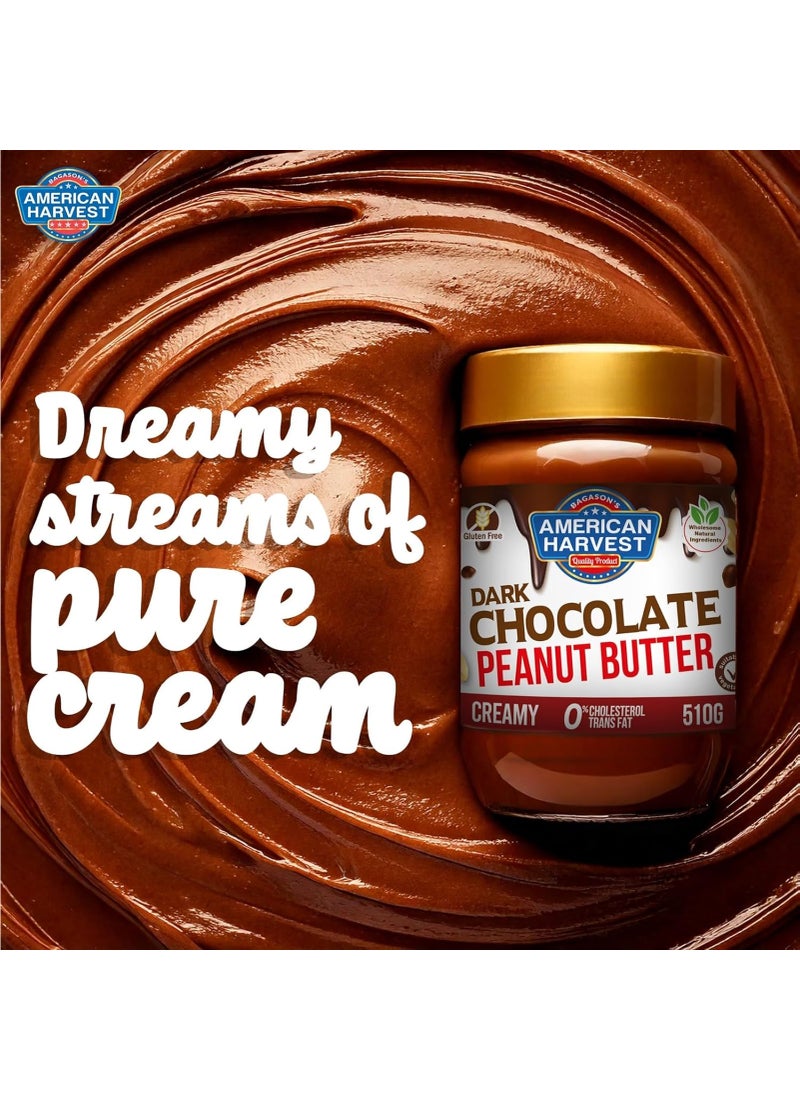 American Harvest Dark Chocolate Peanut Butter Creamy 510g  - Image 5