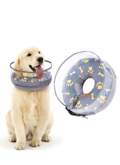 Dog Cone ,Comfy Recovery Collar for Dogs Inflatable, Soft, & Adjustable Cone for After Surgery, Wounds, Rashes, & Vet Visits  Clear Shield & Secure Buckle,Medium Size