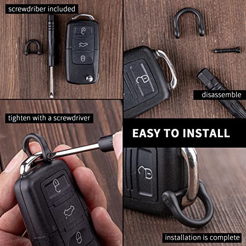 FEGVE Small Titanium Key Ring with Screw Shackle - Car Fob Keychain Heavy Duty Strong Mini Titanium D Rings -1/3 Inch/9mm (Black 1 Pack) - Image 4