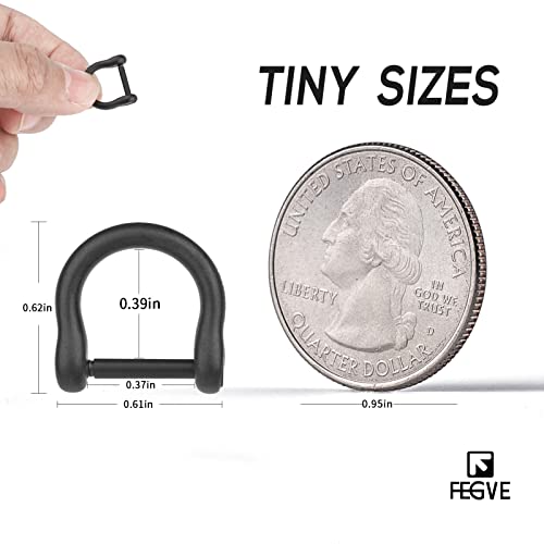 FEGVE Small Titanium Key Ring with Screw Shackle - Car Fob Keychain Heavy Duty Strong Mini Titanium D Rings -1/3 Inch/9mm (Black 1 Pack) - Image 2