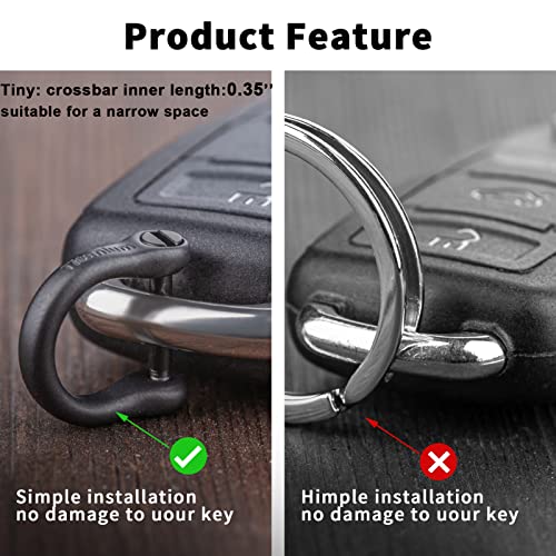 FEGVE Small Titanium Key Ring with Screw Shackle - Car Fob Keychain Heavy Duty Strong Mini Titanium D Rings -1/3 Inch/9mm (Black 1 Pack) - Image 3