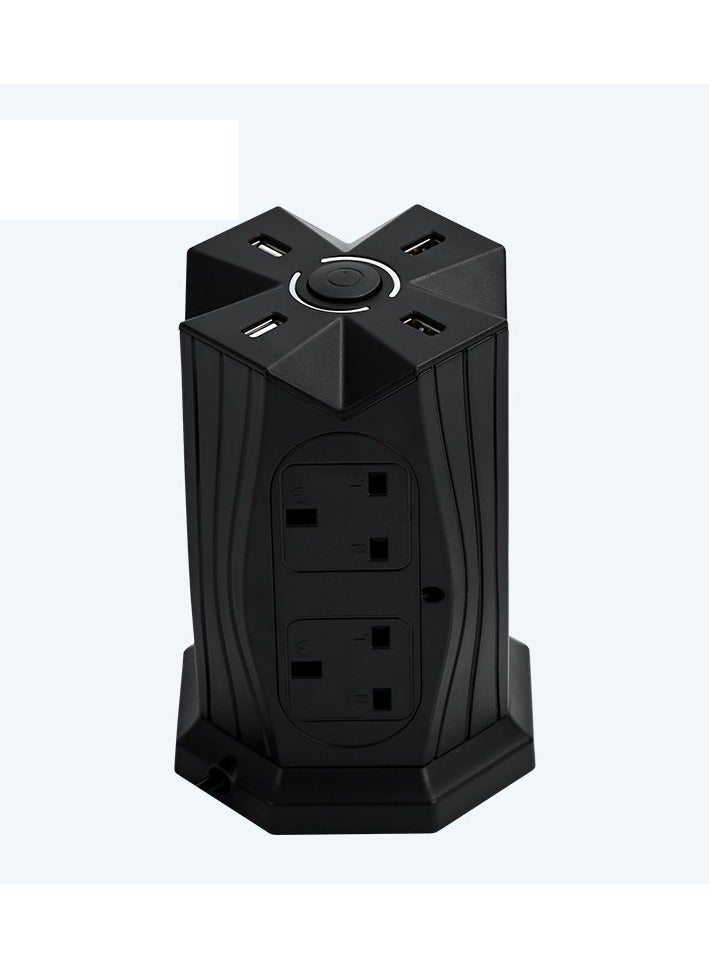 Loquat Vertical Power Strips British Standard 24 Hole 8-Position 4 USB 2-Meter PD Fast Charging