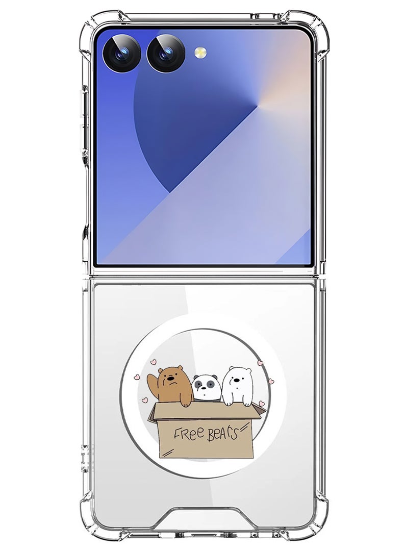 Theodor Magnetic Case for Samsung Galaxy Z Flip 7 Compatible with MagSafe Wireless Charging, Shockproof Phone Bumper Cover We are bears - Image 1