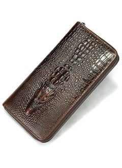 Generic Genuine Leather Cool Long Wallets for Men Personalized Zip Around Wallet Checkbook Cash Credit Card Holder Wallet Large Vintage  - Image 1