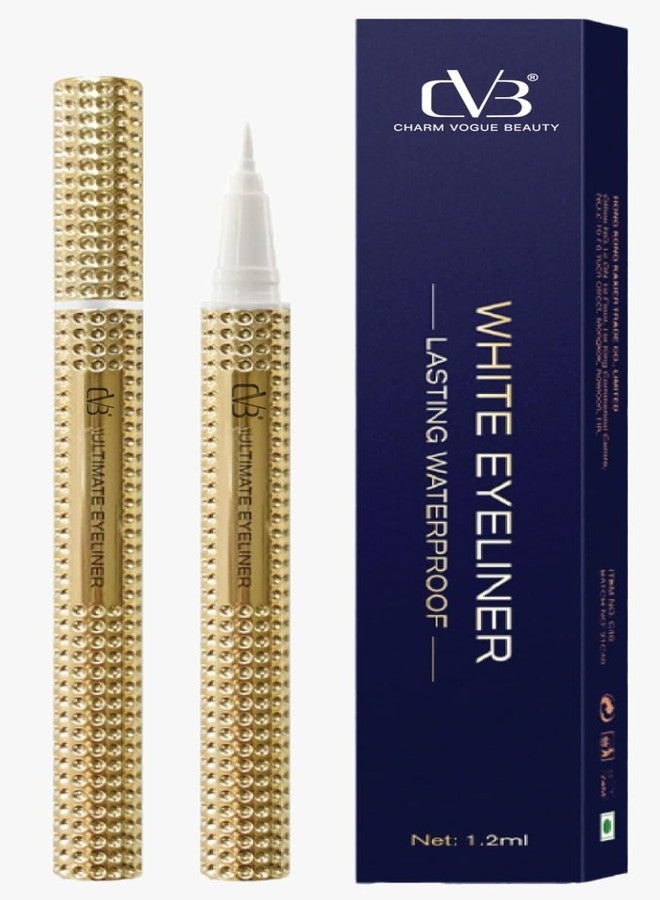 سي في بي قلم تحديد العيون الأبيض CVB C84 | قلم تحديد عيون يدوم طويلاً، مقاوم للماء والتلطخ، لتفتيح خط الرموش السفلي والزوايا الداخلية للعين - Image 1