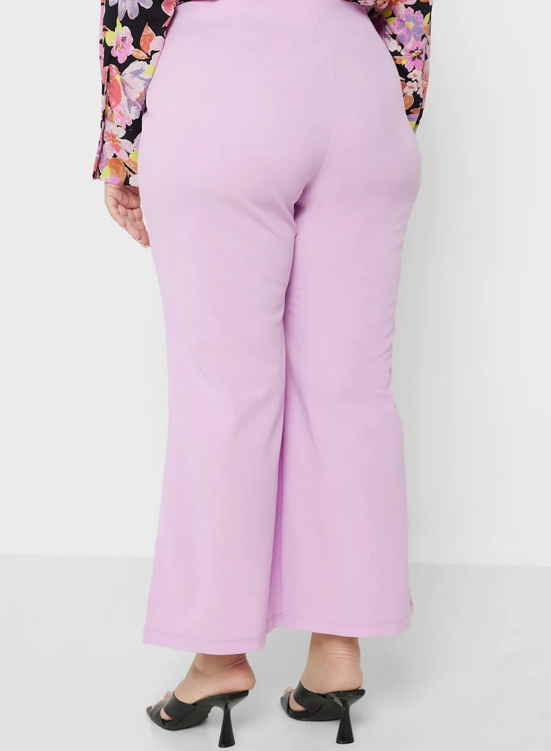Ella Plus Button Detail Seam Front Flared Pants