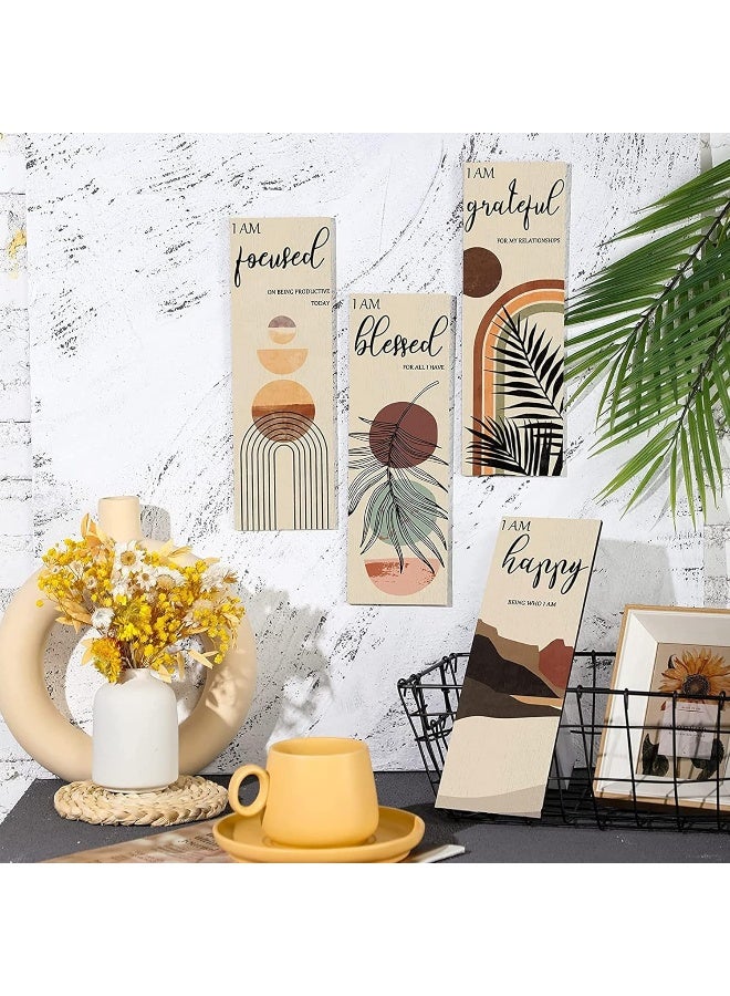 Sulfar Boho Wall Art Prints 11 x 4 x 1 Inch, Set of 4, Mid Century Positive Affirmations Wall Decor - Image 3