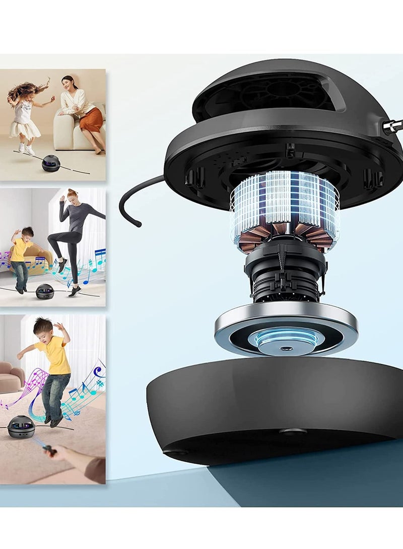 Excefore Electronic Fitness Jump Rope, Jump Rope Toy for Kids with Bluetooth Speaker, No Rope Design Portable Motorized Rope with Remote and Counter for Family, Office, Gym, Party (Black) - Image 2