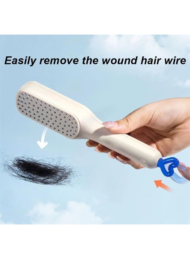 Self Cleaning Hair Brush One Pull Clean Massage Comb Anti Static Hair Comb Hairbrush for Women Soft Hair Combs Hairbrushes for Long Short Wavy Straight Hair (White) - Image 3