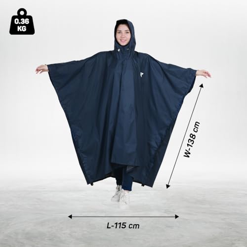 ROCKSPORT Unisex Outdoor Rain Poncho for Adult,Multi Use, Waterproof, Lightweight, Reusable & Packable, One Size Fits Most (Blue) - Image 2